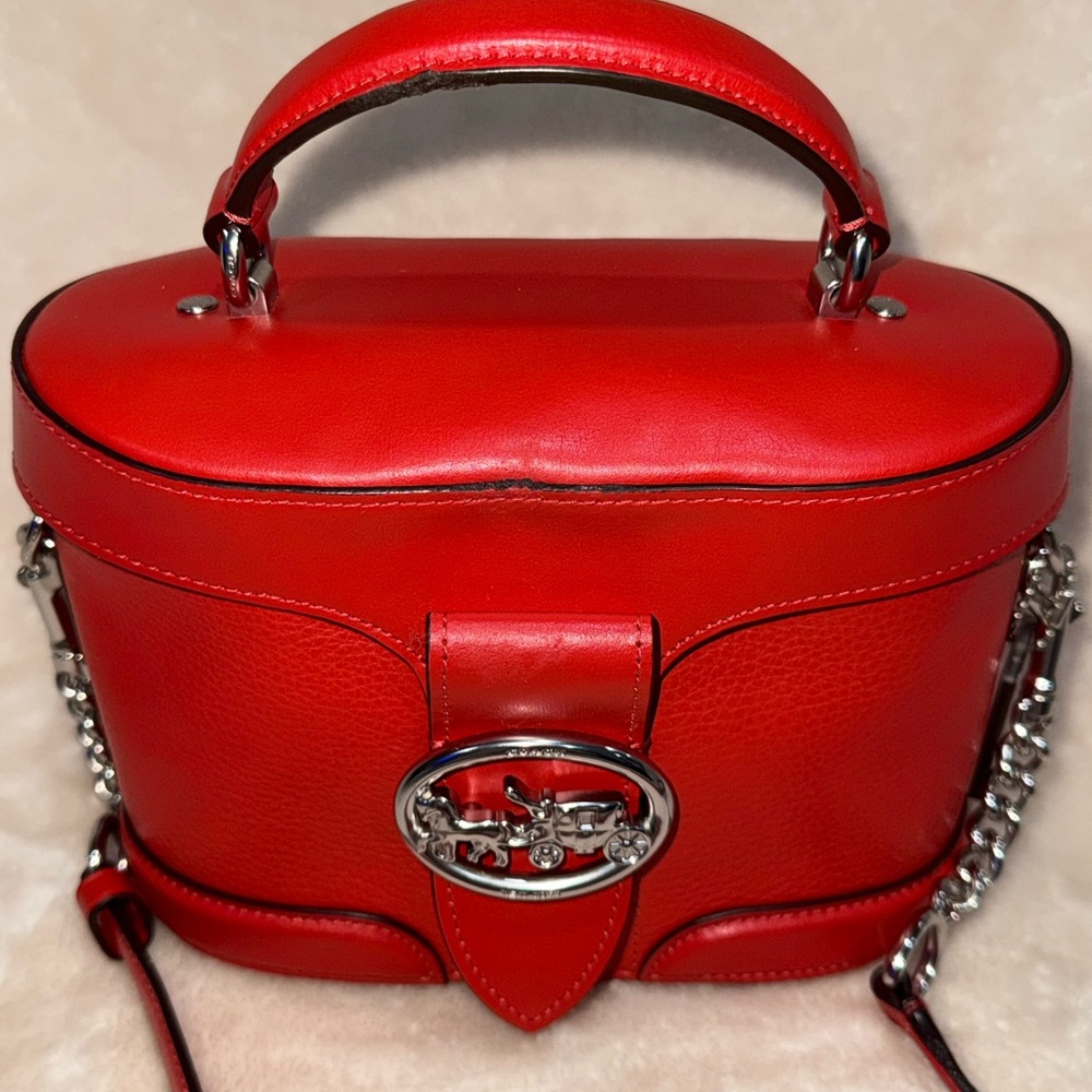Valentines Coach Georgie Gem Cherry 🍒 Red Bright Poppy Crossbody Bag Purse 5503 - Picture 2 of 16